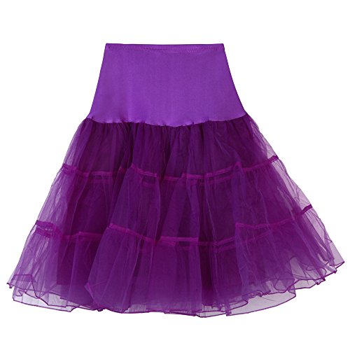 Lazzboy's Unterrock 1950 Petticoat Reifrock Petticoat Underskirt für Kleid Qualität Hohe Taille Plissee(S,Lila) von Lazzboy