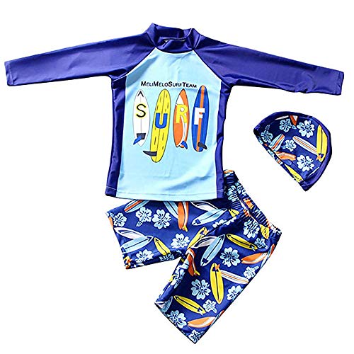 Lazzon Kinder Badebekleidung Langärmliges Badeanzug 2er Set Badeshirt Badeshorts UV-Schutz 50+ Bademode Schwimmanzug für Jungen Mädchen von Lazzon