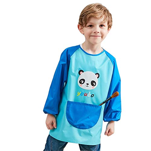 Lazzon Kinder Malschürze Langarm Wasserdicht Lätzchen Essen Bemalen Kunst Handwerk Spielen Smock für Mädchen Jungen 2-8 Jahre von Lazzon
