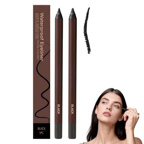 2 StüCk 24 Hr Waterproof Eyeliner, Eyeliner Wasserfest, 2-In-1 Augenliner Und Augenbrauenstift, Freckles Pen, Schmutz- Und Abriebfester Make-Up Stift, Vegan Und Tierversuchsfrei (BLACK) von Lbotr
