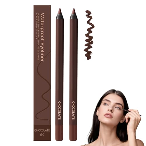 2 StüCk 24 Hr Waterproof Eyeliner, Eyeliner Wasserfest, 2-In-1 Augenliner Und Augenbrauenstift, Freckles Pen, Schmutz- Und Abriebfester Make-Up Stift, Vegan Und Tierversuchsfrei (CHOCOLATE) von Lbotr