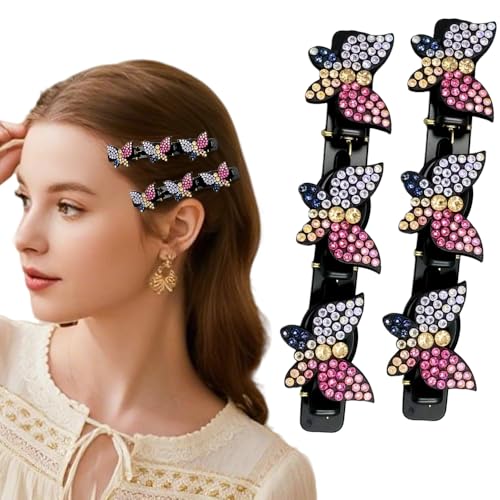 4 StüCk Kristall Haarspangen Mit Blumen Und GlüCksklee-Design – Elegante Haarclips FüR Damen Mit Zopfoptik, Festtags- Und Alltagshaarschmuck FüR Feines Bis Dickes Haar (Blau) von Lbotr