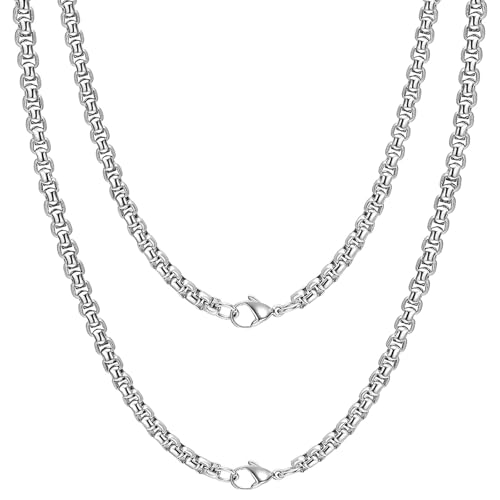 2 Stück Edelstahl Kette 3mm Männer Damen mit Schwarz Geschenkbox Halskette Klassische Mode Praktisch Kubanische Gliederkette Punk Hip Hop Schmuck Geschenke für Mädchen Jungs - Länge 50/60 cm von LbsAMP