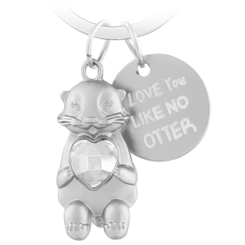 Otter Schlüsselanhänger Hält Herz Metall Niedlich Otter Anhänger Cartoon Ornamente Glücksbringer Tier Liebe Schlüsselanhänger Ich Liebe Dich Geschenk Jahrestag für Paare Freundin Familie Transparente von LbsAMP