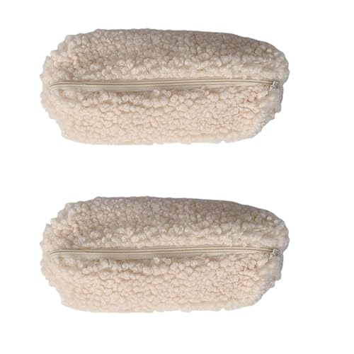 Lbvzxkad 2X Federmäppchen Stifttasche Plüsch Kawaii Reißverschlusstaschen Kosmetik Bilden Veranstalter Tasche Schule Bürobedarf (Beige) von Lbvzxkad