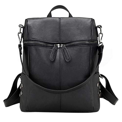 Lbvzxkad Einfache Stil Rucksack Dame Rucksack Teenagerin Tasche Mode Retro Einfarbig Single Umhänge Tasche Schwarz von Lbvzxkad
