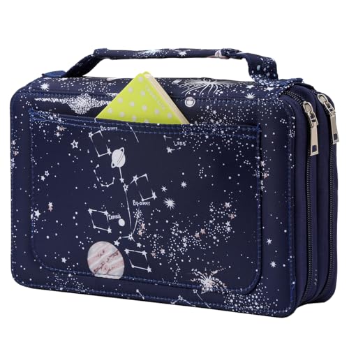 Lbxgap Marker-Stift-Organizer, 60 Fächer, großes Fassungsvermögen, mit praktischer Verpackung, tragbarer, mehrlagiger Halter für Prismacolor Aquarellstifte und Gelstift-Marker (blaue Galaxie) von Lbxgap