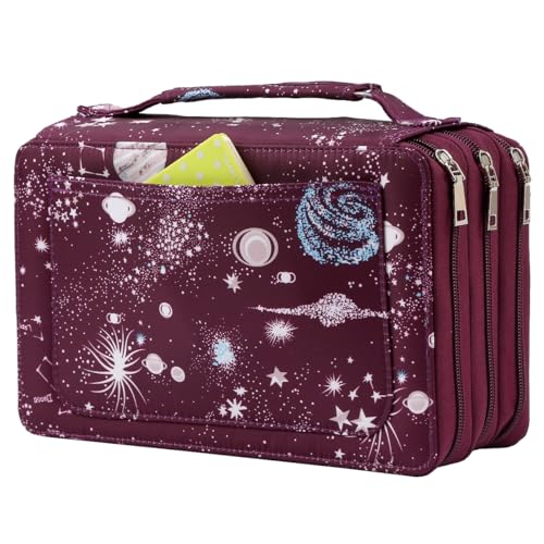 Lbxgap Marker-Stift-Organizer, 90 Fächer, großes Fassungsvermögen, mit praktischer Verpackung, tragbarer, mehrlagiger Halter für Prismacolor Aquarellstifte und Gelstift-Marker (Violette Galaxie) von Lbxgap