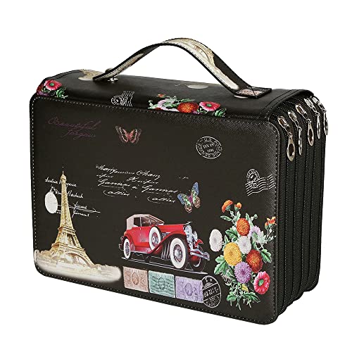 Lbxgap Tragbares Federmäppchen, farbiges Druckmuster, rotes Auto, 250 Fächer, Stiftbeutel, Organizer mit praktischer Verpackung, tragbar, mehrschichtiger Halter für Prismacolor Crayola Buntstifte von Lbxgap