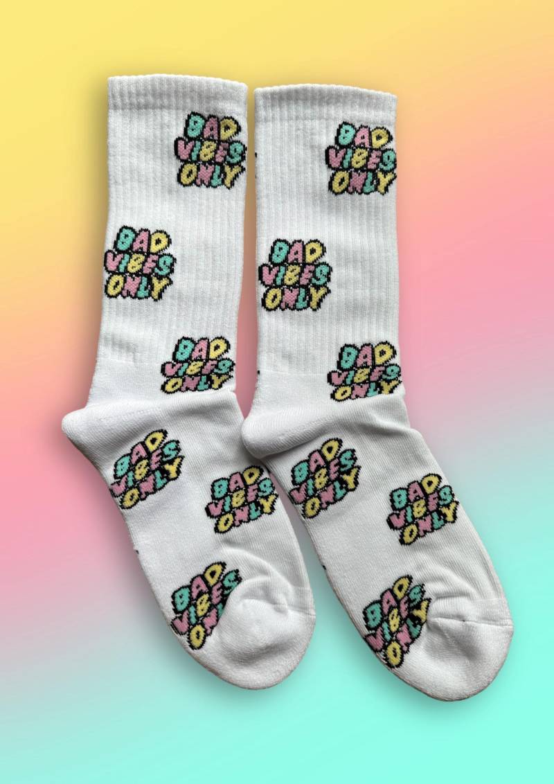 Tennissocken „Bad Vibes Only" von Lchtnbrg