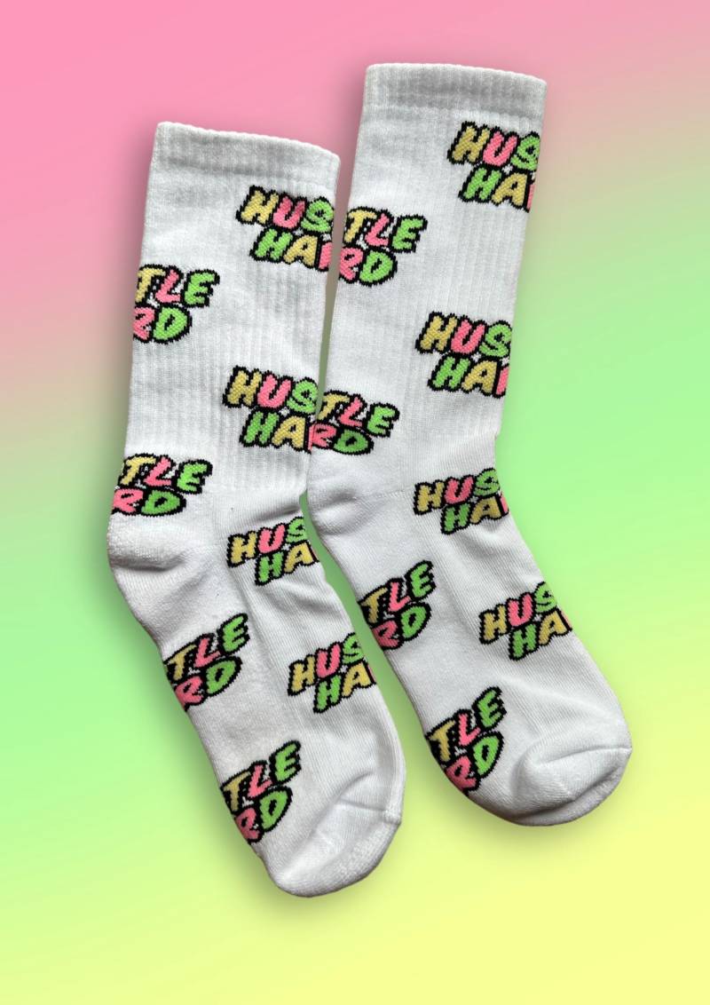 Tennissocken „Hustle Hard" von Lchtnbrg