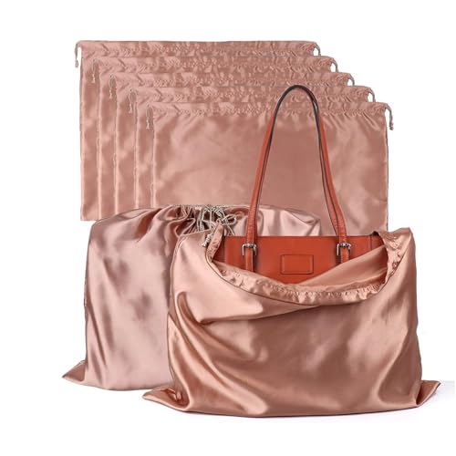 Handtaschen Staubbeutel für Geldbörse und Schuhe, Reisen oder Zuhause, mit Kordelzug, Geldbörse, Staubbeutel-Organizer (5 Stück) Y1010braun-XL von Lckaey