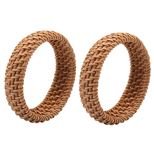 Lckiioy 2X Ethnischen Stil Hand Gewebte Rattan Armband Einfache GroßE Runde Rattan Armband Damen Schmuck von Lckiioy
