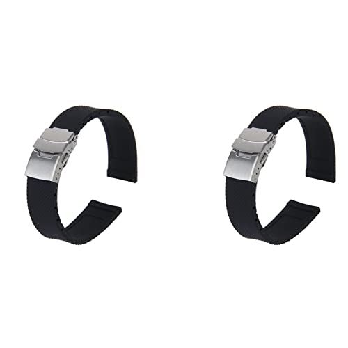 Lckiioy 2X Uhrenarmbaender Sport Schwarz Silikon Rubber Uhr Gurt Band Bereitstellung Schnalle Wasserdicht 20mm von Lckiioy