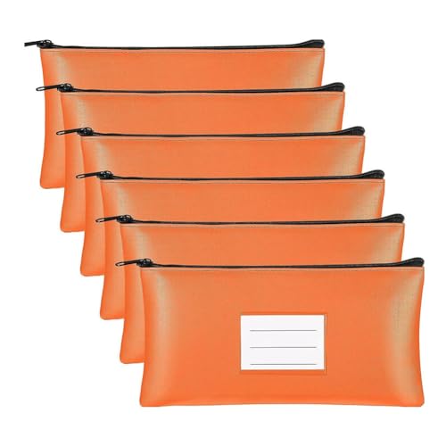 Lckiioy 6PC Geld Taschen mit Reißverschluss Sicherheit Bank Einzahlung Tasche Geld Tasche Quittung Halter für Bargeld Münzen Kosmetik Papier Geld Werkzeug Etwa 28 X 16 cm B, Orange von Lckiioy