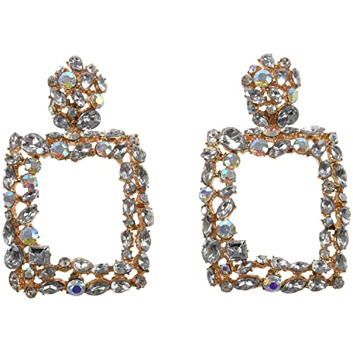 Lckiioy Mode Frauen Übertrieben Kristall Quadratischen Großen Anhänger Ohrringe Hochzeit Schmuck Luxus Böhmischen Vintage Damen Ohrringe von Lckiioy