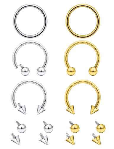 Lcolyoli 16 g Septum-Ringe, Innengewinde, Chirurgenstahl, Septumschmuck, Lippenringe, Kreolen, Labret-Schmuck, Schlangenbiss, Schmuck, Hufeisen-Ohrringe, Daith-Piercing-Schmuck für Damen und Herren Lcolyoli 16 g Septum-Ringe, Innengewinde, Chirurgenstahl, Septumschmuck, Lippenringe, Kreolen, Labret-Schmuck, Schlangenbiss, Schmuck, Hufeisen-Ohrringe, Daith-Piercing-Schmuck für Damen und Herren von Lcolyoli
