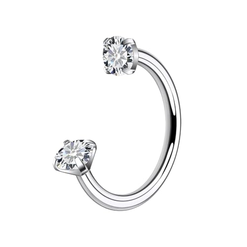 Lcolyoli G23 Nasenring aus Titan, Hufeisen, 18 g, 20 g, Innengewinde, Nasenring für Damen, doppelter Zirkonia, Nasenlochpiercing, Schmuck, Metall, Zirkonia Lcolyoli G23 Nasenring aus Titan, Hufeisen, 18 g, 20 g, Innengewinde, Nasenring für Damen, doppelter Zirkonia, Nasenlochpiercing, Schmuck, Metall, Zirkonia von Lcolyoli