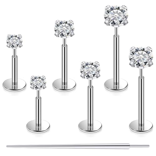 Lcolyoli G23 Titan-Ohrringe, flache Rückseite, Tragus-Piercing-Schmuck, hypoallergen, Muschel-Piercing-Schmuck, Knorpel-Labret-Ringe für Damen und Herren, Stablänge 6 mm, 8 mm, 10 mm, Metall Kristall Lcolyoli G23 Titan-Ohrringe, flache Rückseite, Tragus-Piercing-Schmuck, hypoallergen, Muschel-Piercing-Schmuck, Knorpel-Labret-Ringe für Damen und Herren, Stablänge 6 mm, 8 mm, 10 mm, Metall Kristall von Lcolyoli