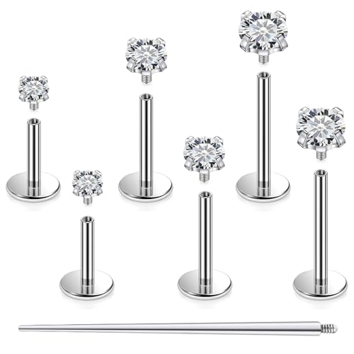 Lcolyoli G23 Titan-Ohrringe, flache Rückseite, Tragus-Piercing-Schmuck, hypoallergen, Muschel-Piercing-Schmuck, Knorpel-Labret-Ringe für Damen und Herren, Stablänge 6 mm, 8 mm, 10 mm, Metall Kristall Lcolyoli G23 Titan-Ohrringe, flache Rückseite, Tragus-Piercing-Schmuck, hypoallergen, Muschel-Piercing-Schmuck, Knorpel-Labret-Ringe für Damen und Herren, Stablänge 6 mm, 8 mm, 10 mm, Metall Kristall von Lcolyoli