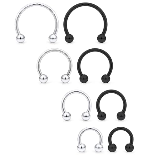 Lcolyoli Septum-Ringe aus Chirurgenstahl, Smiley-Piercing-Schmuck, silber-schwarz, Septum-Ringe, Kreolen, Lippenpiercing, Schmuck für Damen und Herren, 6 mm, 8 mm, 10 mm, 12 mm Lcolyoli Septum-Ringe aus Chirurgenstahl, Smiley-Piercing-Schmuck, silber-schwarz, Septum-Ringe, Kreolen, Lippenpiercing, Schmuck für Damen und Herren, 6 mm, 8 mm, 10 mm, 12 mm von Lcolyoli