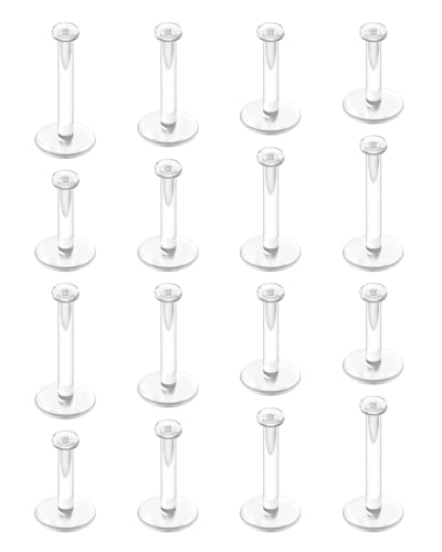 Lcolyoli Transparente Ohrringe für Sport, 16 g, transparent, Push-Top-Piercing-Halter, 2 mm, flache Oberseite, Bioflex-Lippenringe, Labret-Halter für Damen und Herren, 6–12 mm Stablänge, Kunststoff Lcolyoli Transparente Ohrringe für Sport, 16 g, transparent, Push-Top-Piercing-Halter, 2 mm, flache Oberseite, Bioflex-Lippenringe, Labret-Halter für Damen und Herren, 6–12 mm Stablänge, Kunststoff von Lcolyoli