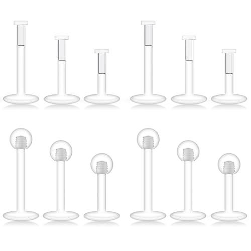 Lcolyoli Transparente Ohrringe für Sport, 16 g, transparent, Push-Top-Piercing-Halter, flache Oberseite, Bioflex-Lippenringe, Labret-Halter für Damen und Herren, Stablänge 6 mm/8 mm/10 mm Lcolyoli Transparente Ohrringe für Sport, 16 g, transparent, Push-Top-Piercing-Halter, flache Oberseite, Bioflex-Lippenringe, Labret-Halter für Damen und Herren, Stablänge 6 mm/8 mm/10 mm von Lcolyoli