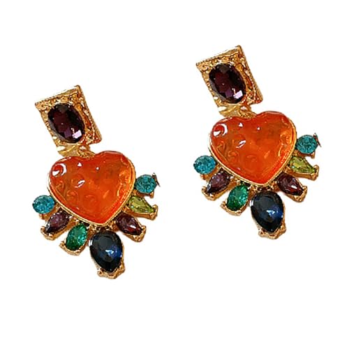 18K Gold Plattierte Herzohrringe Für Frauen Mit Mehrfarbigen Kristall Strasssteinen Und Amethyst Zirkonia Accessoires von Ldabrye