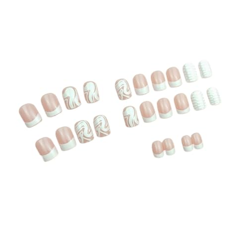 24pcs Square Press Auf Nägeln Glänzende Designs Französische Falsche Nägel Acryl False Nails Künstliche Nägel Kleber Auf Nägeln Frauen von Ldabrye