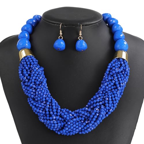 Bunte Böhmische Stile Schicht Halskette Ohrringe Set Tragbares Robustes Plastikschmuck Geschenk Für Mode Liebhaber Handgefertigte Perlen Halskette Ohrringe von Ldabrye