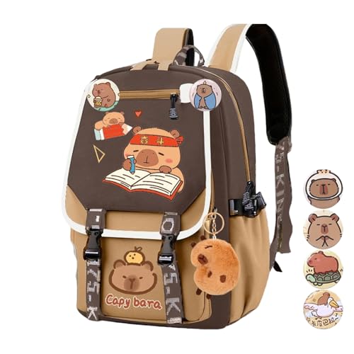 Capybaras Rucksack Für Jungen Mädchen Reisen Lässige Laptop Rucksack Leichtes Gewicht Wasserdichtes Wandertack Reisetasche Geschenke von Ldabrye