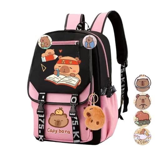 Capybaras Rucksack Für Jungen Mädchen Reisen Lässige Laptop Rucksack Leichtes Gewicht Wasserdichtes Wandertack Reisetasche Geschenke von Ldabrye