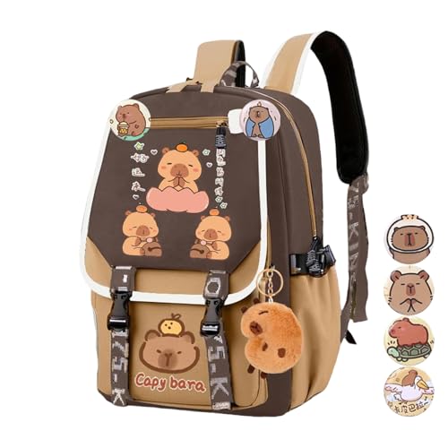 Capybaras Rucksack Für Jungen Mädchen Reisen Lässige Laptop Rucksack Leichtes Gewicht Wasserdichtes Wandertack Reisetasche Geschenke von Ldabrye