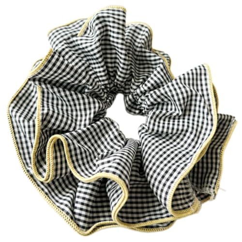 Damen-Haargummis mit Blumenmuster, doppellagig, gerüscht, koreanischer Stil, übergroß, Haarschmuck, Party-Kopfbedeckung von Ldabrye