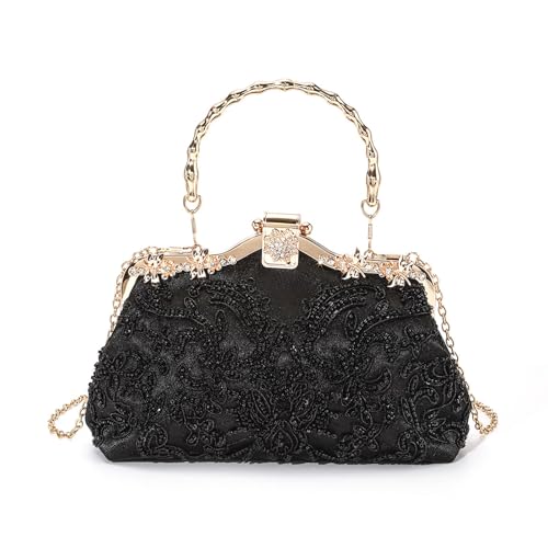 Elegante Frauenabendhandtasche Mit Blumenmuster Und Kettenriemen Bestickter Umhängetaschen Crossbody Geldbörse Chinesischer Stil Clutch von Ldabrye