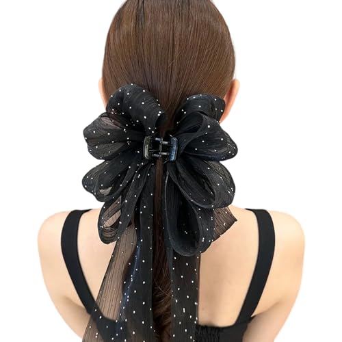 Elegante Schleifen-Haarklammer mit Kunstperlen, Federklemme, modisches Accessoire für sicheren Dutt, Hochsteckfrisur und den täglichen Gebrauch für vielbeschäftigte Frauen von Ldabrye