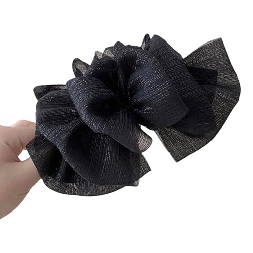 Elegante Schleifen-Haarklammer mit Kunstperlen, Federklemme, modisches Accessoire für sicheren Dutt, Hochsteckfrisur und den täglichen Gebrauch für vielbeschäftigte Frauen von Ldabrye