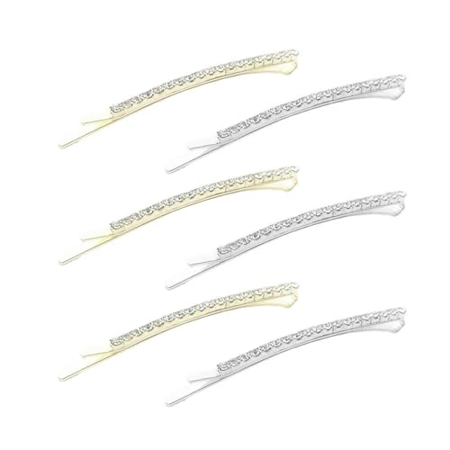 Elegante französische Haarnadeln, metallische Strasssteine, Haarspangen, Set mit 6 seitlichen Pony-Clips, Haarformung für den täglichen Gebrauch von Ldabrye