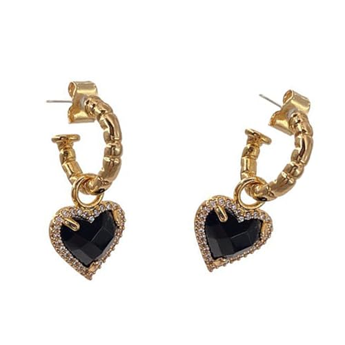 Eleganter schwarzer Herz-Ohrring mit bequemem schwarzem Herz-Ohrring für den täglichen Gebrauch, modischer Ohrschmuck für Damen von Ldabrye