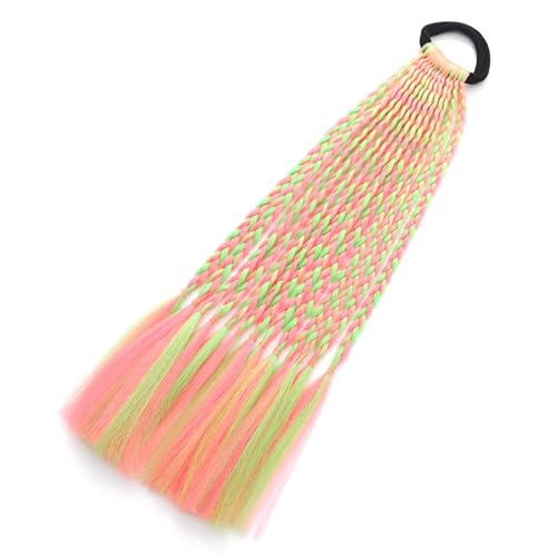 Farbige Zöpfe, Haarverlängerungen mit Bändern, Regenbogen-Pferdeschwänze, geflochtene, bunte Haarverlängerung für Kinder und Frauen von Ldabrye