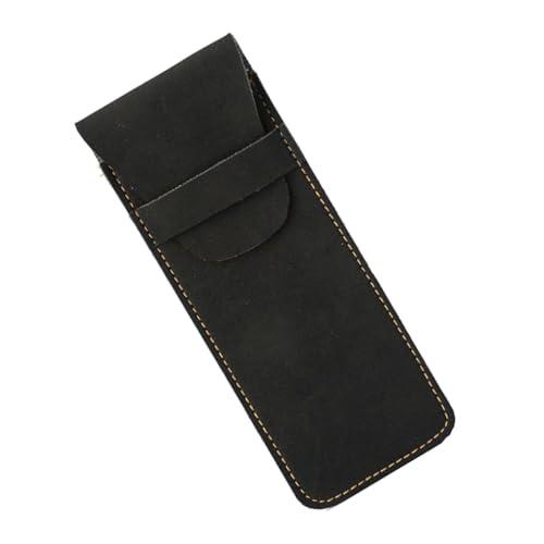 Federmäppchen für Schule, Bürobedarf, Leder, Stiftetasche für Marker, Kunstbedarf, Aufbewahrungstasche, einfache Retro-Tasche für Schüler, Schwarz von Ldabrye