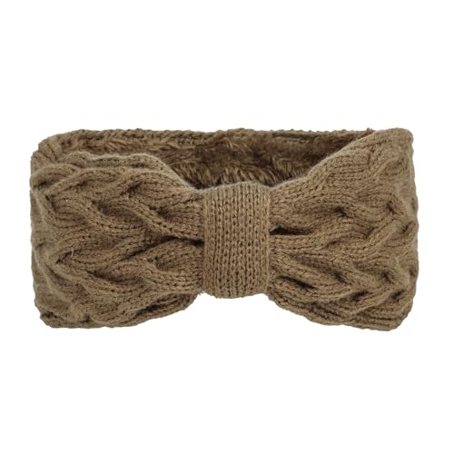 Fleece-gefütterte Strick-Stirnbänder für Damen, elastische Haarbänder mit Schleifen, bequem, gestrickt, Ohrwärmer für den Winter von Ldabrye