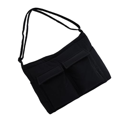 Freundliche, wiederverwendbare solide Tasche, großes Fassungsvermögen, lässige Tragetasche mit praktischer Canvas-Schulter für den täglichen Gebrauch, modisches Accessoire, Schwarz , One Size von Ldabrye