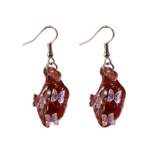 Gothic Punk Herz Ohrringe Herz Anhänger Ohrringe Herz Ohrhänger Einzigartige Asymmetrische Ohrmanschetten für Halloween Party, Kunststoff / Harz von Ldabrye