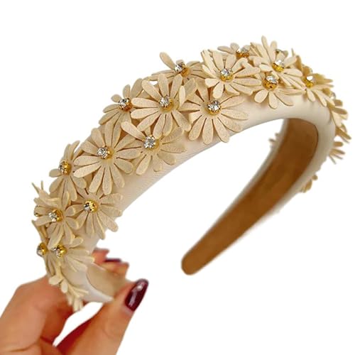 Haarstyling-Blumen-Haarband für Mädchen, elegantes Strass-Blumen-Haarband für Damen, süßer Haarreif, rutschfest, Hochzeits-Kopfbedeckung von Ldabrye
