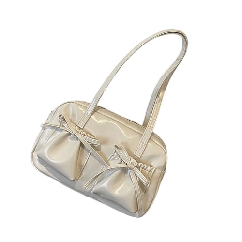 Japanische Stile Damen Unterarmtasche mit Schleifen Dekoration PU Schultertasche Casual Satchel Handtasche für Frauen und Mädchen Schulter, beige, One Size Japanische Stile Damen Unterarmtasche mit Schleifen Dekoration PU Schultertasche Casual Satchel Handtasche für Frauen und Mädchen Schulter, beige, One Size von Ldabrye