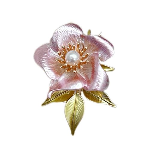 Kamelien-Blumen-Brosche mit eleganten Kunstperlen, handgefertigter Blumen-Anstecknadel, Schmuck für Partys, Hochzeiten und Bankette, Partykleid, Accessoire, Einheitsgröße, Wie beschrieben von Ldabrye