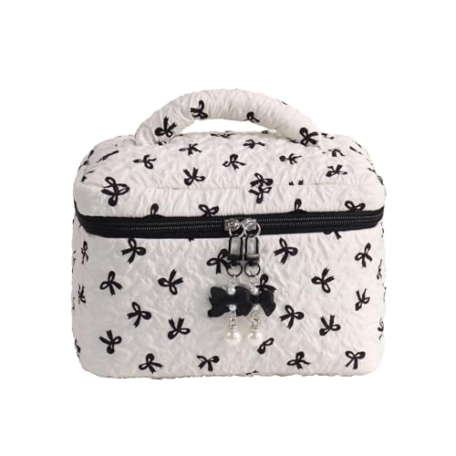 Kosmetiktasche mit großem Fassungsvermögen, ästhetischer Organizer, Schleifen, Make-up, Hautpflege, Organizer für Damen, große Kapazität, Reise-Kulturbeutel, Schleifen, Make-up-Geldbörse, J, Mass von Ldabrye