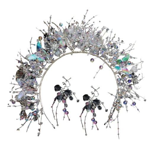 Kristall-Stirnband, Ohrclip-Set, ästhetisch, Hochzeit, Haarschmuck, dekorative Haardekoration, Musikfestival, Haarband von Ldabrye
