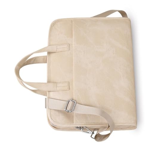Laptop-Umhängetasche, 35,6 cm (14 Zoll), mehrere Fächer, verstellbarer Schultergurt, Gepäckfreundlich, Arbeitsutensilien, Textur, Computer-Messenger-Tasche, Reisgelb von Ldabrye